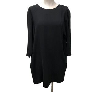 Cotelac Shift Dress Womens 1 Medium Black 3/4 Sleeve Minimalist Classic Career